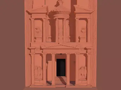 Voxel Treasury of Petra Low-poly 3D model