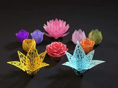 Flower vase set 3D print model