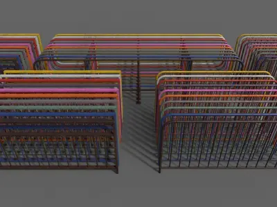 PBR Pedestrian Guard Rail Clean-Rusty 3D Model Pack