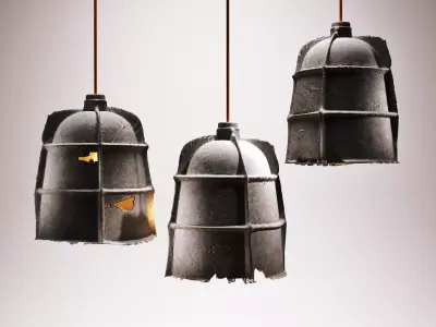 Mold pendant light made from old barrel 3D model