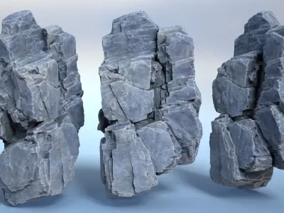 6 Modular Cliff Faces - 240915 Low-poly 3D model