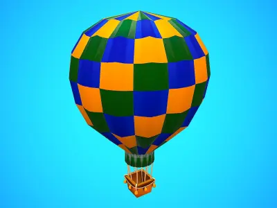 HOT AIR BALLOON CARTOON STYLIZED 04 Low-poly 3D model