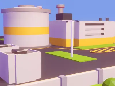Low Poly Nuclear Power Plant - Modular 3D Asset Pack for Games Low-poly 3D model