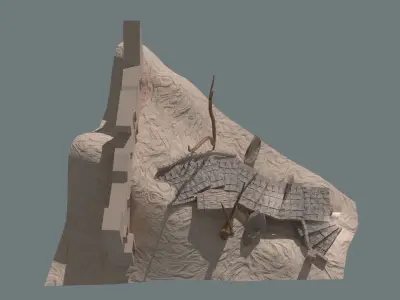Desert Scene Temple-Old City Stairs Low-poly 3D model