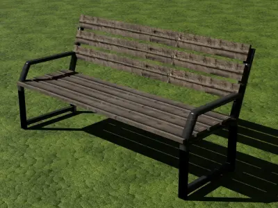 Bench Low-poly 3D model 7