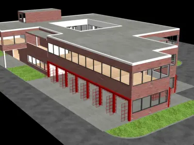 German Fire Station  3D model