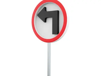 3d  Turn left ahead sign  cartoon icon 3D model