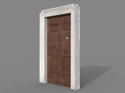 Wooden door 5 Low-poly 3D model