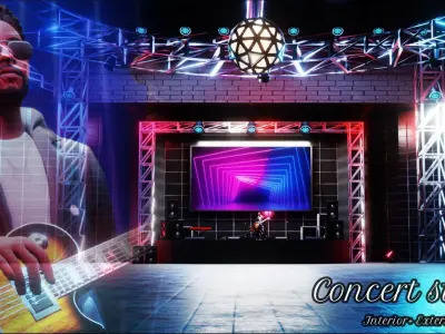 Concert stage Interior Exterior big hall Music Night Spirit 3D model