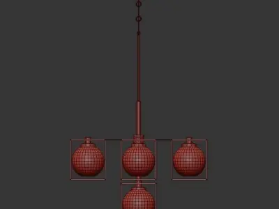 Yosef brass chandelier with frosted glass shades 3D model