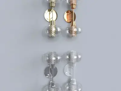 light 1 pair of glass and metal wall lights 3D model