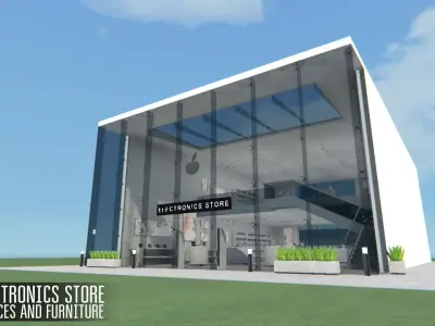 Electronics store - devices and furniture Low-poly 3D model