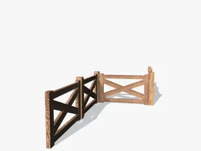 Wooden Fence Low-poly 3D model 4