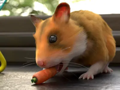  Golden Hamster Fur Rigged For Blender Animated Set 