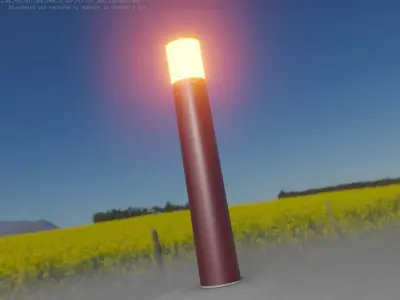 Dark Red Light-Column -27- Street-Light 9 Low-poly 3D model