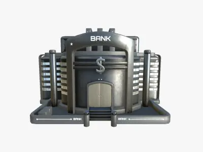 SciFi Bank A09 Dark Metal - Sci Fi Exterior Design Low-poly 3D model