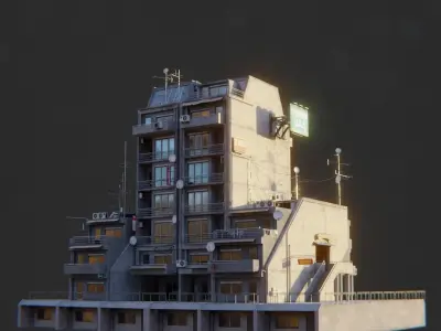 Dystopian Cyberpunk Suburb City Low-poly 3D model