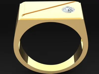 Light Gold Diamond Men Ring 2MR058 3D model