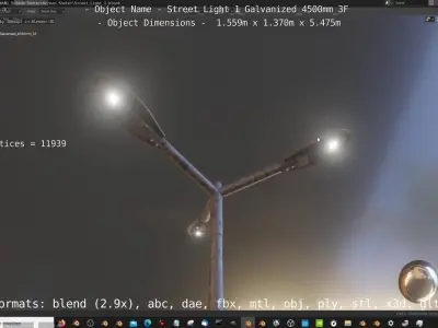 Street Light 1 Galvanized 4500mm 3F Low-poly 3D model
