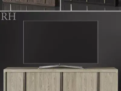 RH BEZIER PANEL 6-DOOR MEDIA CONSOLE 3D model