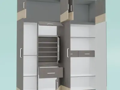 Wardrobe with doors and drawers Free 3D model