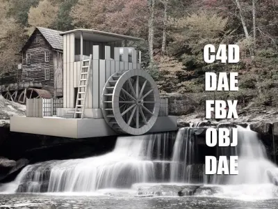 Old Mill House Low-poly 3D model