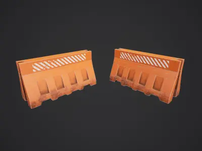 Stylized Traffic Barricade Low-poly 3D model