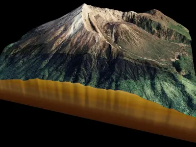 Mount Meru 3d terrain Low-poly 3D model