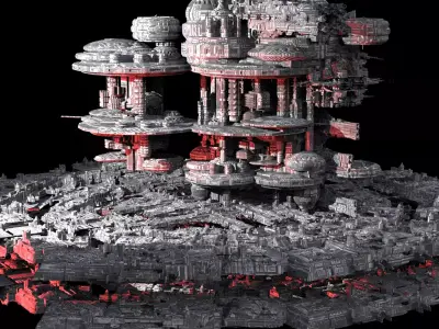 Sci-Fi City dystopia base City Ship 6  3D model