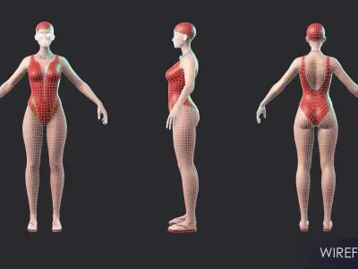 Streetwear Girl 3-12 - School Wear Girls Pack Game-Ready Low-poly 3D model