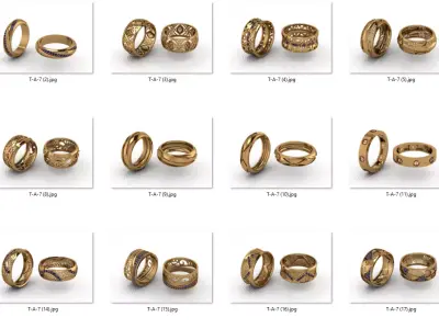 alans ring 30 pieces drawing 3d rihone drawing ring rings  3D print model