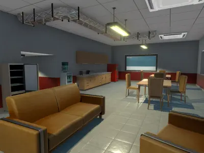 Fire Department - Modular pack with interior Low-poly 3D model