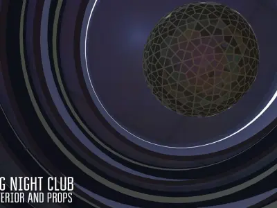 Big night club - interior and props Low-poly 3D model