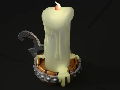 Candle burning Low-poly 3D model
