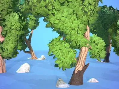 Stylized Foliage Pack - Trees and Rocks 3D model
