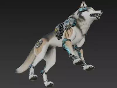 Cyber Wolf Creature Model Low-poly 3D model