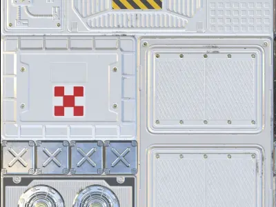 Scifi Wall Panel Texture Set 1 Low-poly 3D model