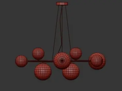 Bubbles on 4 Rings Chandelier Black 3D model