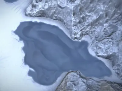 Winter Snow Environment 2 With Frozen Lakes And Mountains Low-poly 3D model