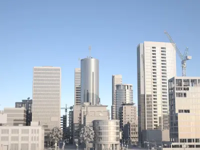 Downtown city in sky Low-poly 3D model