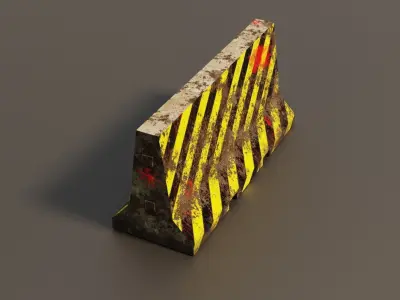 Concrete barrier  Low-poly 3D model 9