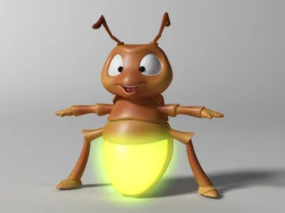 Cartoon Firefly RIGGED Low-poly 3D model
