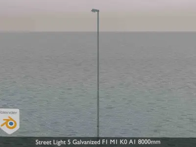 Street Light 5 Galvanized F1 M1 K0 A1 8000mm  Low-poly 3D model