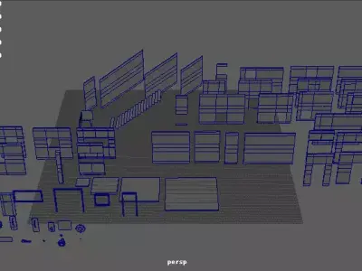 Basic interior house modular pack Low-poly 3D model