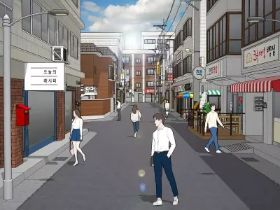 city seen from a hill 3D model