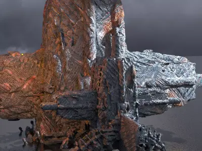 Arch Alien Ancient pillar Structure 4 3D model