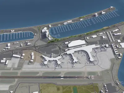 San Diego - International Airport - SAN Low-poly 3D model