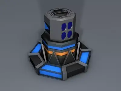 Turret spaceship with lights Free 3D model