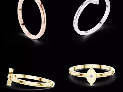 Minimal Marquise Diamond Solitaire Ring CAD Design Jewelry 3D print model