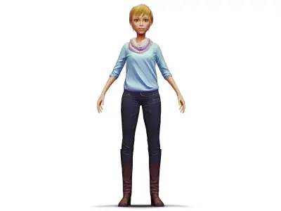 Young Woman - Smart Casual Clothes - Chic Street Style Outfit Low-poly 3D model